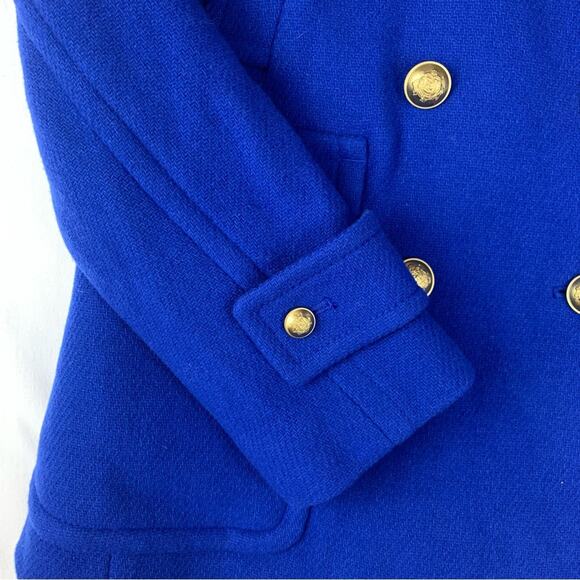 j crew size 2 blue stadium cloth pea coat wool blend business casual royal - Picture 8 of 11